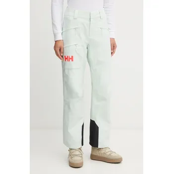 Lyžařské kalhoty Helly Hansen POWDERQUEEN zelená barva, 65925 07X, vel. L