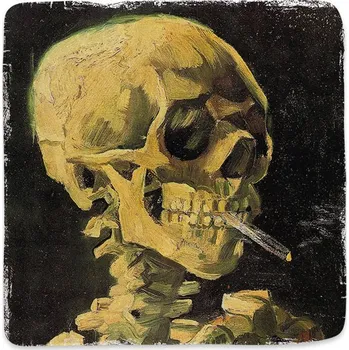 Digitální fotoaparát Mramorový tácek - Lebka s hořící cigaretou
