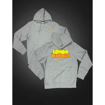 Pánská mikina Mikina Lemon Orange s kapucí bez zipu - šedá S