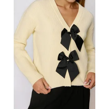 Dámská móda Sinsay - Žebrovaný pletený svetr - béžová - 253FJ-02X - 253FJ-02X-XXS