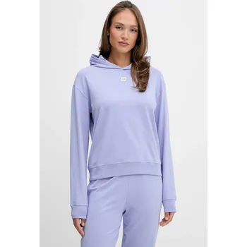 Dámská mikina Mikina HUGO SIGNATURE_HOODIE dámská, fialová barva, s kapucí, s aplikací, 50556816 45X, vel. S
