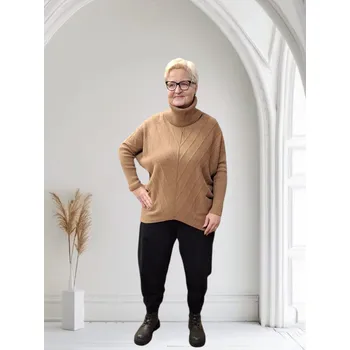 Dámský svetr Dámský rolák Brita pro plnoštíhlé Barva: Béžová, Size system: One size