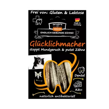 Krmivo pro koně Čtyři lahodné tyčinky na čištění zubů Psí potěšení se sýrem Glucklichmacher, Sáček 90g