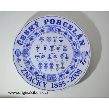 Jednorázové nádobí cibulák talíř s ochrannými známkami továrna Dubí český porcelán 2.jak