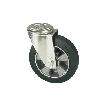 Pojezdové kolečko ZVK 125A/QR Otočné kolo s otvorem s černou gumovou obručí 7220112