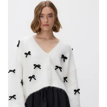 Dámský svetr Reserved - Svetr s mašlemi - tělová - 427HI-02X - 427HI-02X-L