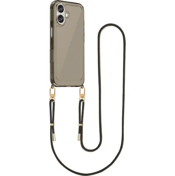 Pouzdro na mobilní telefon Kryt Esthetique iPhone 16 s černou šňůrkou tmavý (obal neboli pouzdro na iPhone 16)