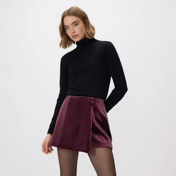 Dámské kraťasy Reserved - Sukňošortky s mašlemi - bordó - 593HJ-53X - 593HJ-53X-XS