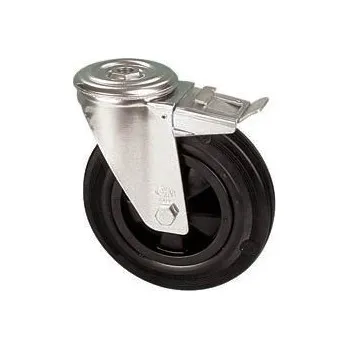 Pojezdové kolečko PNB 200/QRD Otočné kolo s černou obručí s otvorem a brzdou-12 0220140