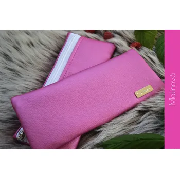 Penál Contexta Koženkové pouzdro na zip Barva: Malinový