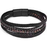 B-TOP Pánský vícevrstvý kožený náramek s červeným kamenem