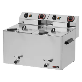 fritéza REDFOX Fritéza elektrická dvojitá 0,75 kW/l, 8+8 l stolní s výpustí 400 V
