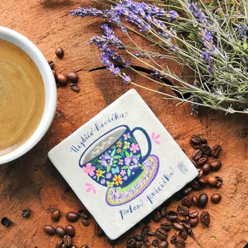 Digitální fotoaparát Mramorový tácek - Nejdřív kávička, potom prácička