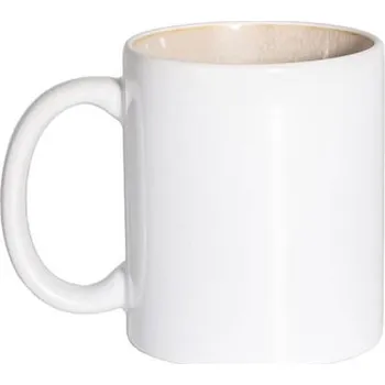 Bílý hrnek 330 ml A+ s barevným glazovaným vnitřkem - šedobéžová sublimace termotransfer
