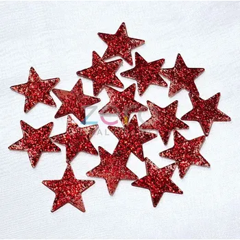 Hvězdička pr. 2,9 cm (16 ks) - červená s glitry