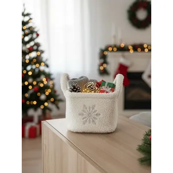 Úložný box Sinsay - Vánoční úložný koš s uchy a motivem sněhové vločky - krémová - 592GM-01X - 592GM-01X-ONE