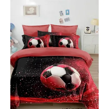 Povlečení Povlečení Fotbal červený 3D 140x200, 70x90 cm, 3-dílné