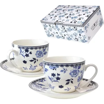 Marco Polo, Polsko Šálek s podšálkem 250 ml Blue flowers - sada 2 ks