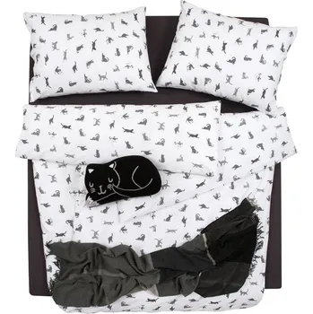 Povlečení SCANquilt povlečení KLASIK kočičky bílošedá 140 x 200/70 x 90 cm