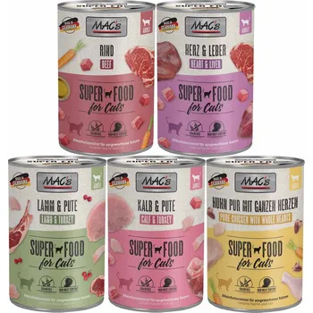 Krmivo pro kočku MAC'S Cat, 60 × 400 g, variace chutí masa 1