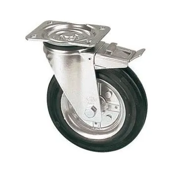 Pojezdové kolečko LNB 125/GRD Otočné kolo s černou obručí a brzdou 0220876