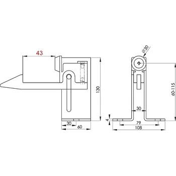 Pohon brány Doraz brány tlumící se zajištěním polohy 2 varianty 43mm a 63mm Varianta: pro sílu brány 43mm