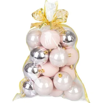 Vánoční dekorace KOULE MAGICHOME VÁNOCE, 20 ks, růžové, mix, 6 cm