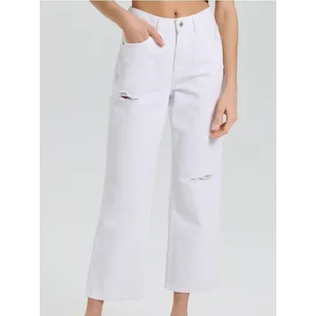 Dámské oblečení Sinsay - Rovné zkrácené džíny - bílá - 819DB-00J - 819DB-00J-44