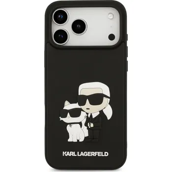 Karl Lagerfeld Ochranný kryt na iPhone 17 Pro MAX - Karl Lagerfeld, 3D Rubber Karl and Choupette Black KLHCP17X3DRKCNK