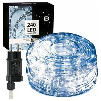 Vánoční dekorace LED světelná hadice - 10m, 240LED, 8 funkcí, paměť, IP44, studená bílá