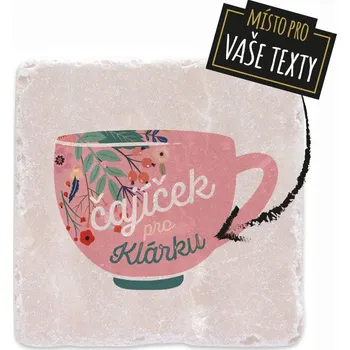 Digitální fotoaparát Mramorový tácek - Čajíček růžový s vlastním textem