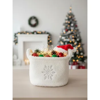 Úložný box Sinsay - Úložný koš s vyšívanou sněhovou vločkou - krémová - 618GM-01X - 618GM-01X-ONE