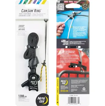 Nite Ize CamJam™ Ring™ Rope Tightener Large + Webbing Sling (Upínací karabina s popruhem Nite Ize CamJam™ Ring™ Rope Tightener Large + Webbing Sling)