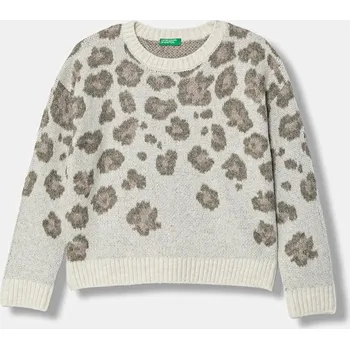 Dívčí svetr Dětský svetr United Colors of Benetton béžová barva, 1SJFQ109H 1SJFQ109H.G.Seasonal 02X, vel. 130