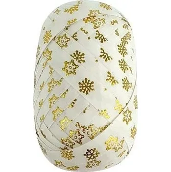 Stuha Stuha dárková bílá se zlatými vločkami 1 cm x 30 m