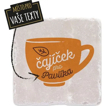Digitální fotoaparát Mramorový tácek - Čajíček oranžový s vlastním textem