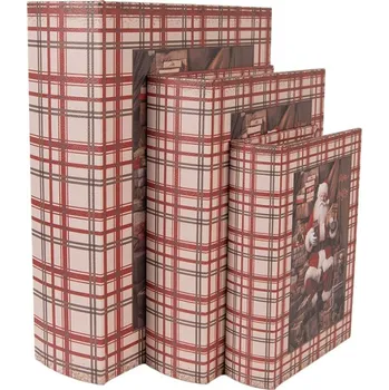 Úložný box Sada 3 ks úložných boxů ve tvaru knihy s vánočním motivem Santa Clause – 27x22x7 / 22x17x6 / 18x13x4 cm