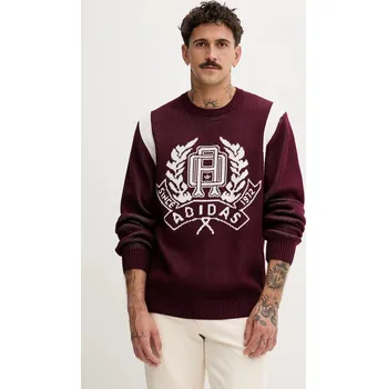 Pánský svetr Bavlněný svetr adidas Originals Varsity Regular JX8215 burgundské 83X, vel. M