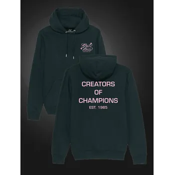 Pánská mikina Mikina Creators Of Champions s kapucí bez zipu - černá s růžovým nápisem XXXL