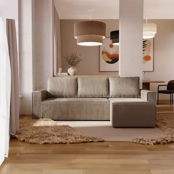 Sedací souprava PRM Rohová sedačka POTATO, 231 cm Roh sedačky: Pravý roh, Barva látky: POSO 02 (Tmavá béžová)