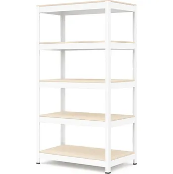 Dílenský regál Regál 1800x900x400 mm lakovaný 5-policový, nosnost 875 kg - bílý
