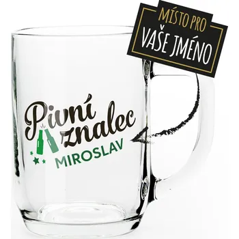 Digitální fotoaparát Mramorový tácek - Pivní znalec - sklenice na pivo s vlastním jménem