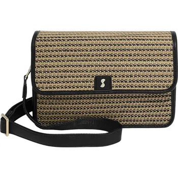 Kabelka Stackers, Taška přes rameno Stackers Raffia s pouzdrem na karty a zrcátkem, černá - Formadore