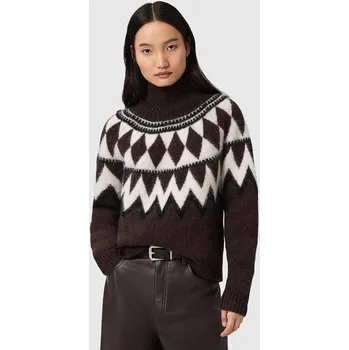 Pánský svetr Svetr s příměsí vlny AllSaints TARA šedá barva, s golfem, W086KB 89X, vel. M