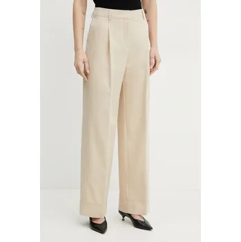 Dámské kalhoty Kalhoty s příměsí lnu BOSS Orange 50546207 béžová 80X, vel. 40