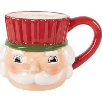 Červený vánoční keramický hrneček Louskáček – 14x11x10 cm