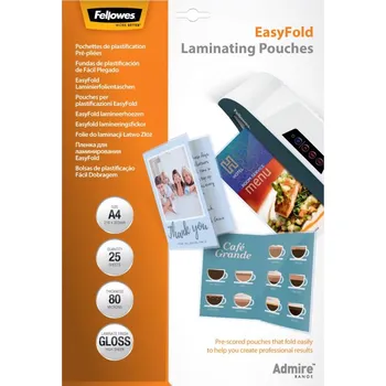 Laminovací fólie Laminovací fólie Fellowes EasyFold A4, 80mic, lesklé 25ks 0.40000 Kg ELEKTRO Sklad1 38810720 (0.40000 Kg ELEKTRO Sklad1 38810720)