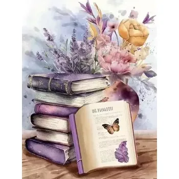 Diamantové malování Diamantové malování/Homfun - Květinové knihy + třpytivé kamínky