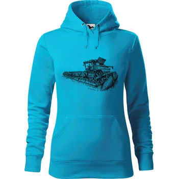 Dámská mikina Mikina - John Deere S785i - sklízecí mlátička Barva: Modrá - tyrkysová (44), Velikost: M, Střih: Dámské