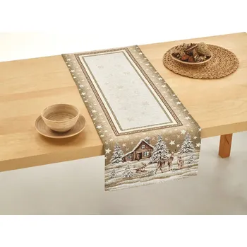 ubrus Vánoční gobelínový běhoun na stůl Zimní krajina Šířka: 90 cm | Délka: 90 cm